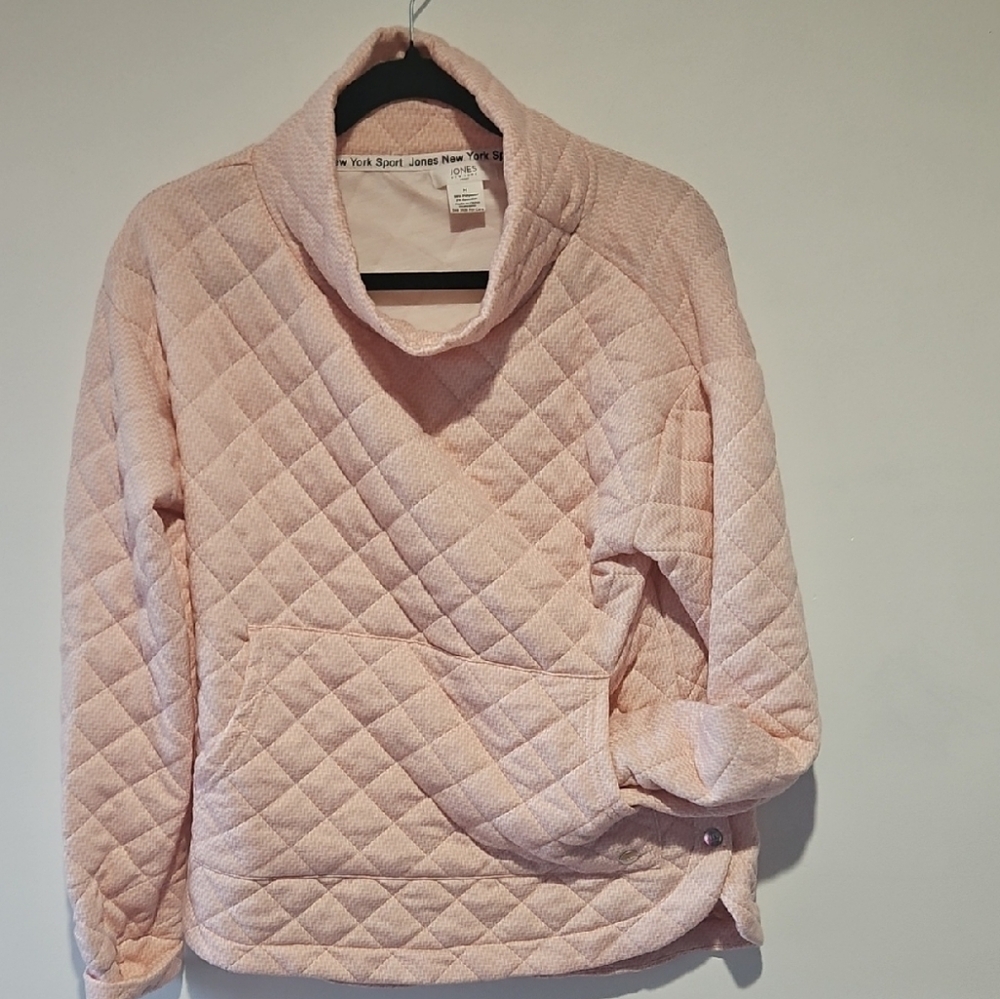 Jones New York Light Pink Quilted Pullover